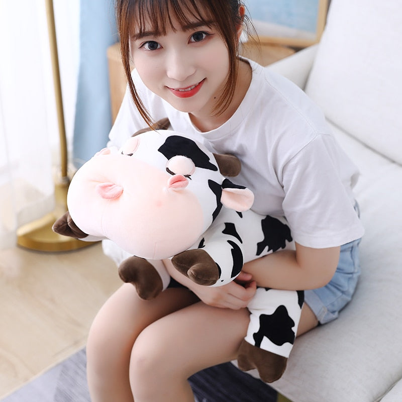 Kawaii Cow Cuddling Pillow Plush