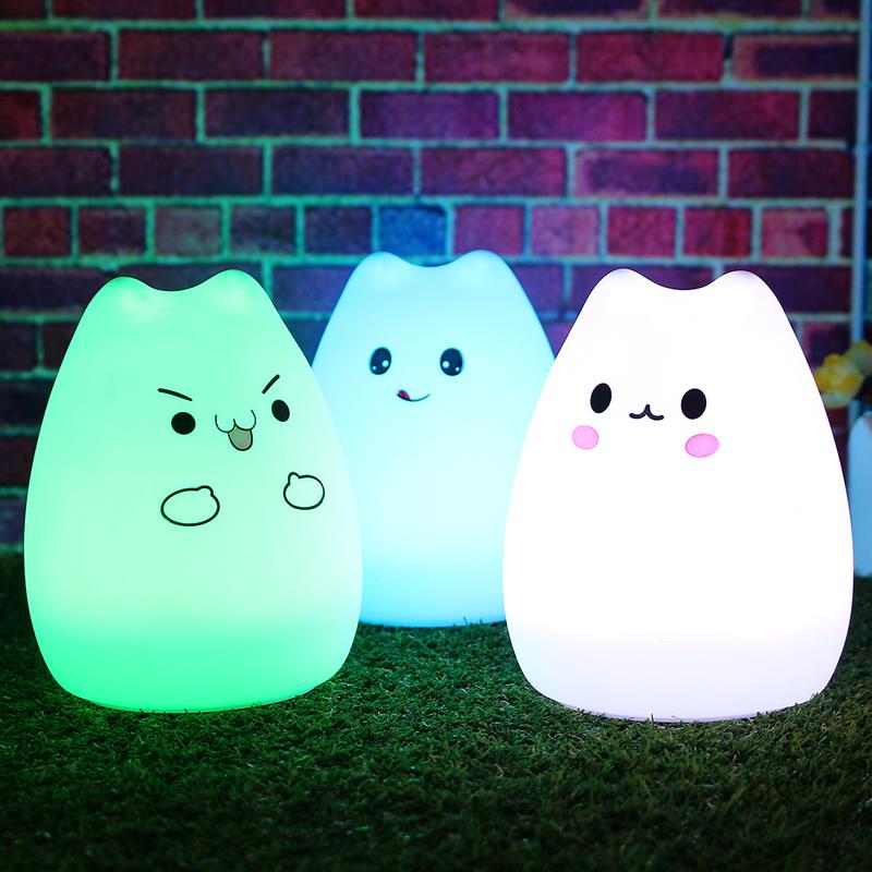 Colorful Silicone Animal Cat Night Light