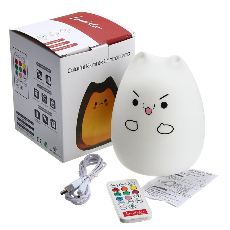 Cat Lamp,Cat Stuff,Cute Night Light,7 Colors Timing Remote & Touch