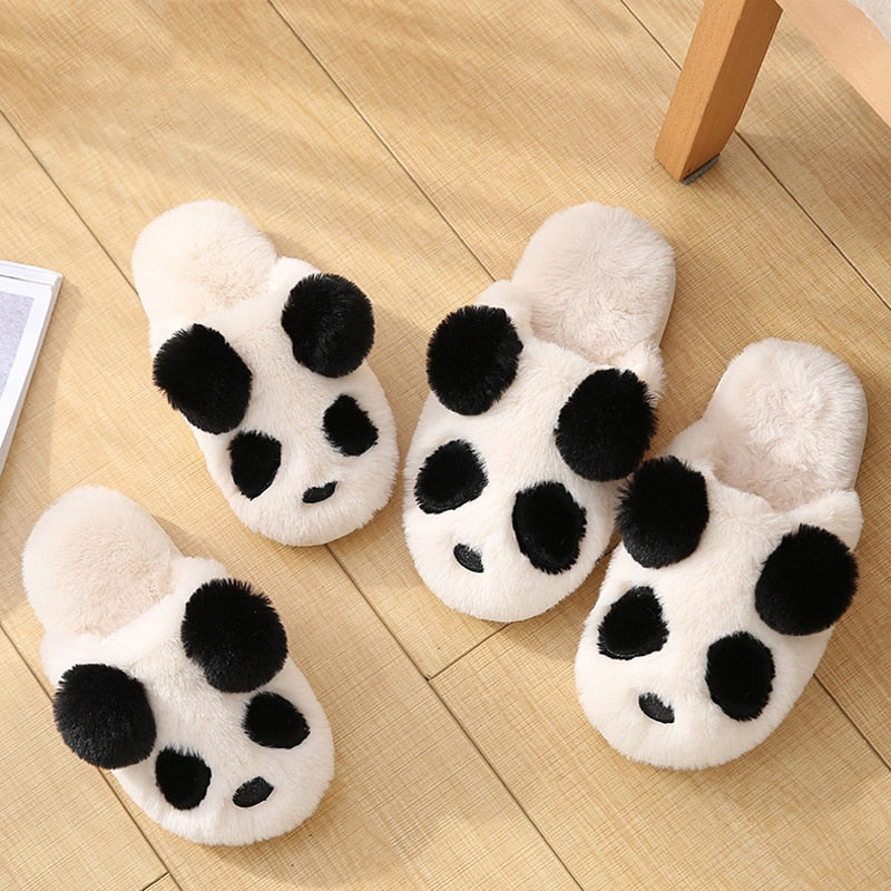 Kawaii Fluffy Panda Slippers Kawaii Amai